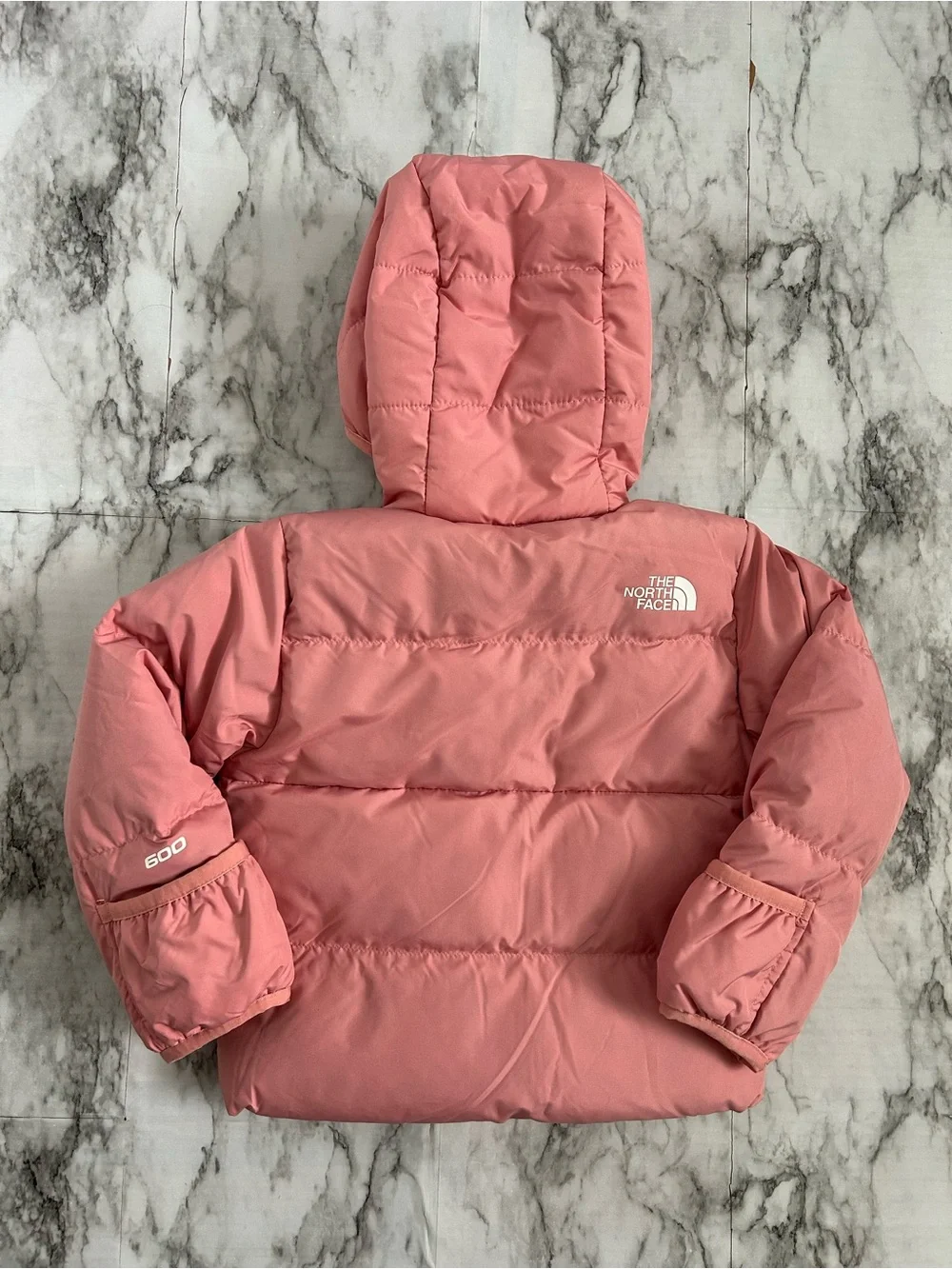 The North Face baby girls 6-12 months 600 fill recycled down hooded jacket